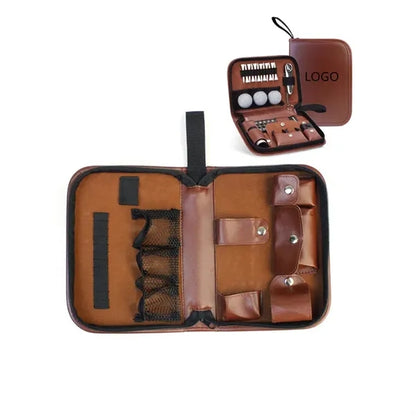 Leather Golf Gift Set Accessories Pouch Tool Kit