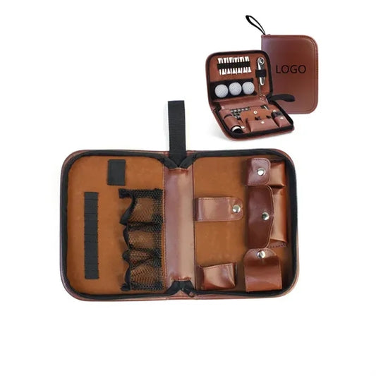 Leather Golf Gift Set Accessories Pouch Tool Kit
