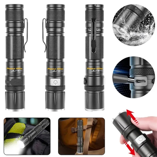 30W Zoomable Rechargeable 5 Modes Tactical Outdoor LED Light