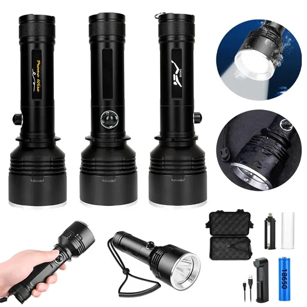 Aluminum Alloy One-Hand Use Waterproof Underwater Flashlight