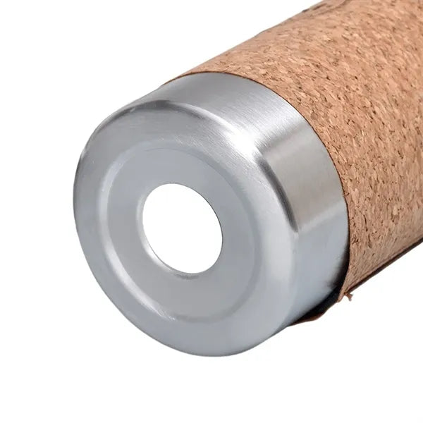 Cork-Wrapped Thermos Leakproof Non-Slip Bottle with Handle