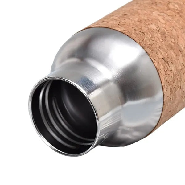 Cork-Wrapped Thermos Leakproof Non-Slip Bottle with Handle
