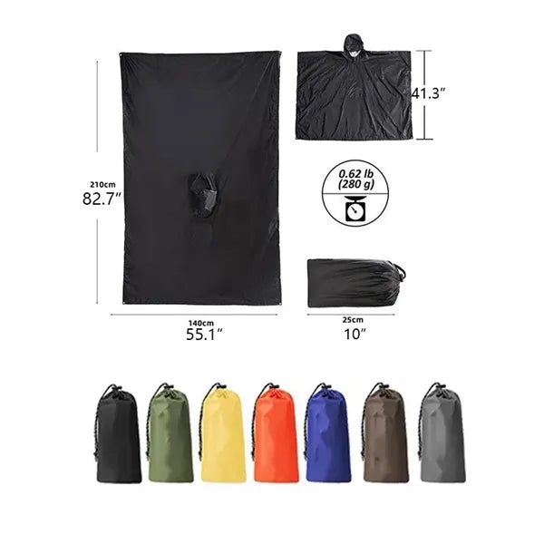 Waterproof Adult Hooded Rain Poncho Raincoat