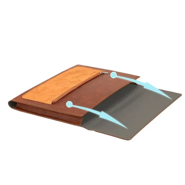 A4 Magnetic Snap Dual-Layer Waterproof File Bag PU Leather