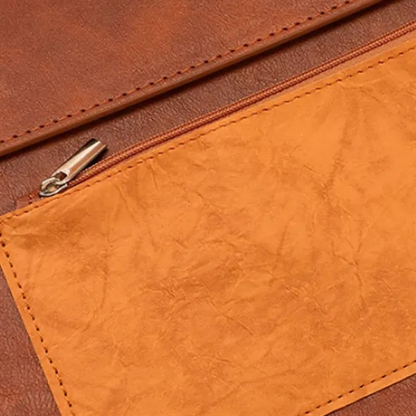A4 Magnetic Snap Dual-Layer Waterproof File Bag PU Leather