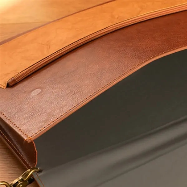 A4 Magnetic Snap Dual-Layer Waterproof File Bag PU Leather