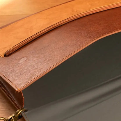 A4 Magnetic Snap Dual-Layer Waterproof File Bag PU Leather