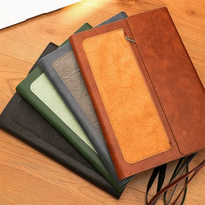 A4 Magnetic Snap Dual-Layer Waterproof File Bag PU Leather