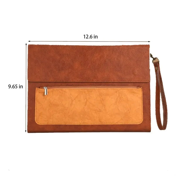 A4 Magnetic Snap Dual-Layer Waterproof File Bag PU Leather