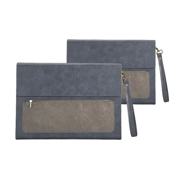 A4 Magnetic Snap Dual-Layer Waterproof File Bag PU Leather