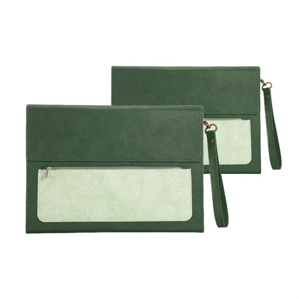 A4 Magnetic Snap Dual-Layer Waterproof File Bag PU Leather