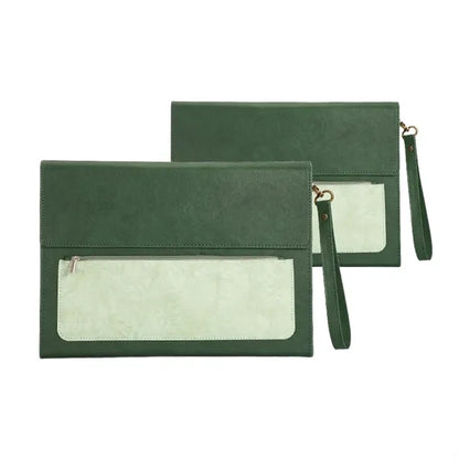 A4 Magnetic Snap Dual-Layer Waterproof File Bag PU Leather