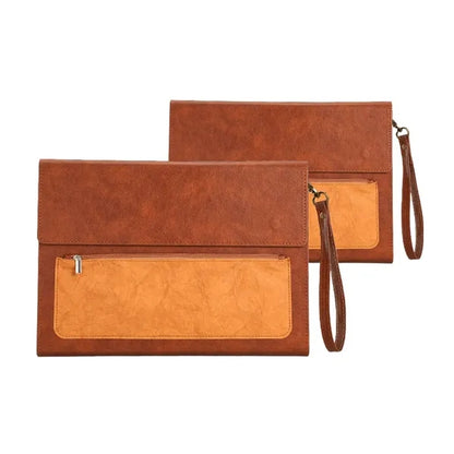 A4 Magnetic Snap Dual-Layer Waterproof File Bag PU Leather