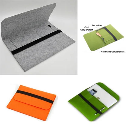 Felt Laptop Sleeve with Flip Top Elastic Band Closure