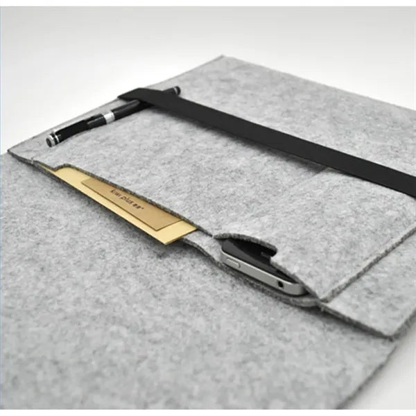 Felt Laptop Sleeve with Flip Top Elastic Band Closure