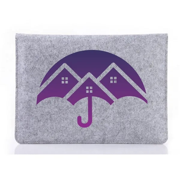 Felt Laptop Sleeve with PU Flap, Button Closure, and Front