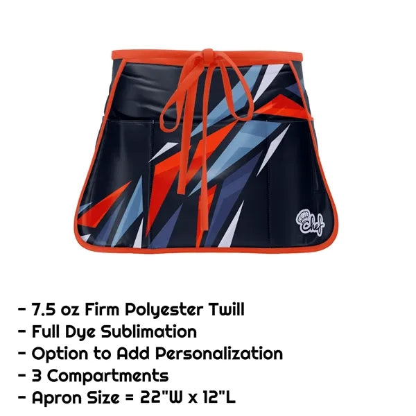 Poly Twill Sublimation Waist Apron w/ 3 Compartments - 22"W