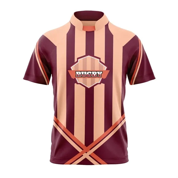 Custom Men's Full Sublimation 2-Button Front Rugby Jersey