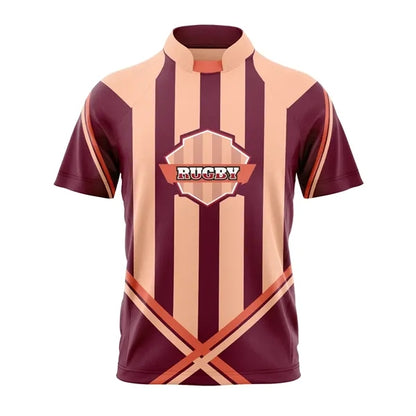 Custom Men's Full Sublimation 2-Button Front Rugby Jersey