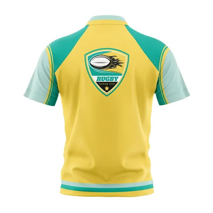 Custom Men's Full Sublimation 2-Button Front Rugby Jersey