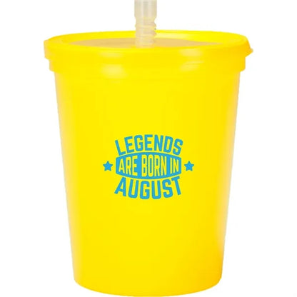 Plastic Stadium Cup with Lid and Straw 16 oz.