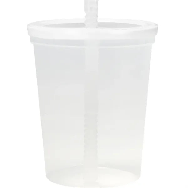 Plastic Stadium Cup with Lid and Straw 16 oz.