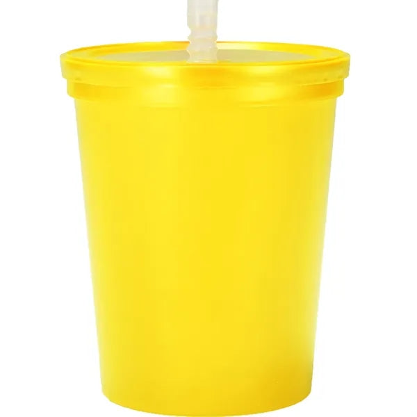 Plastic Stadium Cup with Lid and Straw 16 oz.