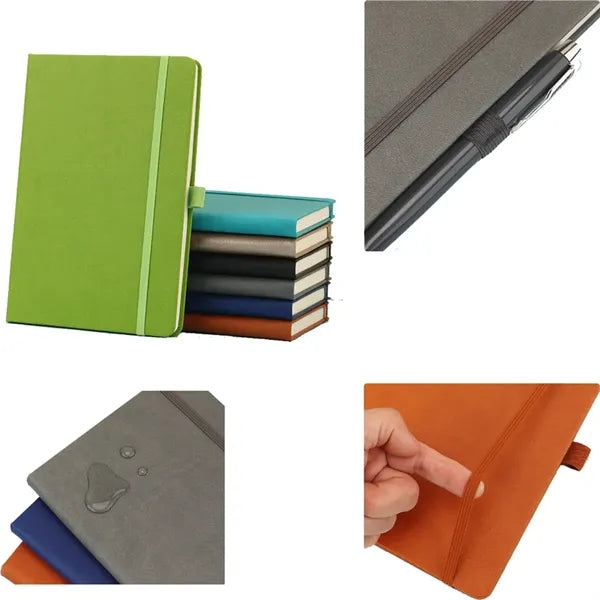 Hardcover Elastic Band Ruled A5 Notebook With Pen Holder