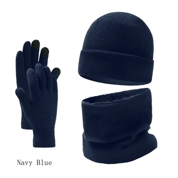 Winter Beanie Hat Neck Warmer Touchscreen Gloves Set