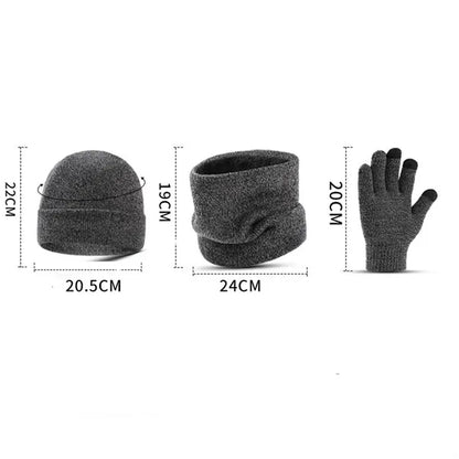 Winter Beanie Hat Neck Warmer Touchscreen Gloves Set