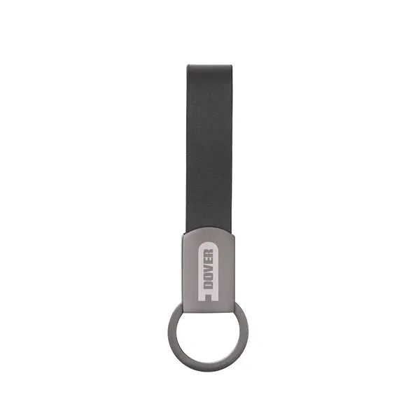 Axis Gunmetal Leather Keyring
