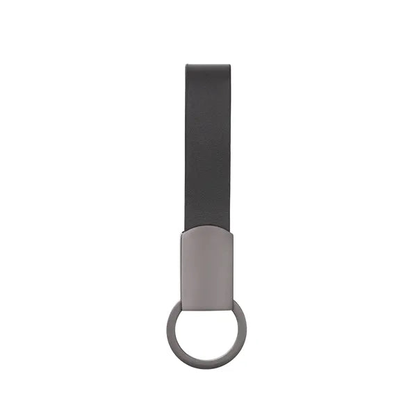 Axis Gunmetal Leather Keyring