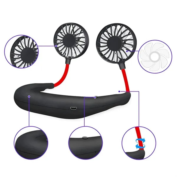 Wearable Portable Neck Fan for Personal Cooling