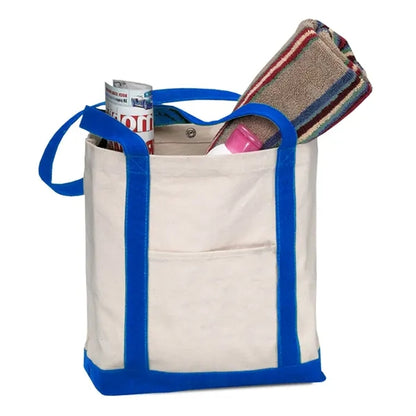 Two Tone Canvas Boat Bag with Snap Closure (17 x 13 x 5)