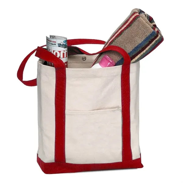 Two Tone Canvas Boat Bag with Snap Closure (17 x 13 x 5)