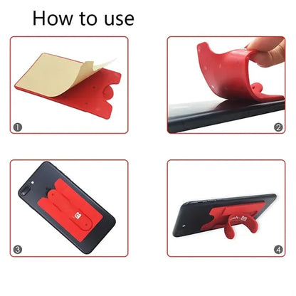 U-Shaped Silicone Phone Stand Card Holder Pocket