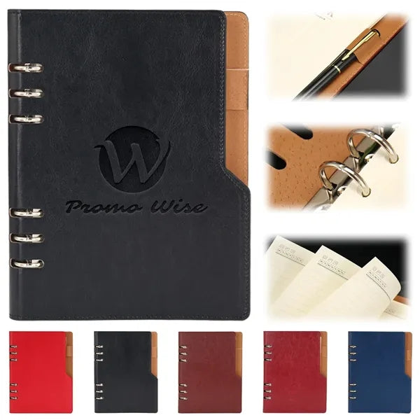 A5 Loose-Leaf 6-ring Binder Notebooks Diary with Pen Holder