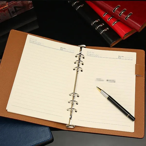 A5 Loose-Leaf 6-ring Binder Notebooks Diary with Pen Holder