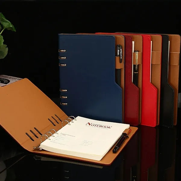 A5 Loose-Leaf 6-ring Binder Notebooks Diary with Pen Holder