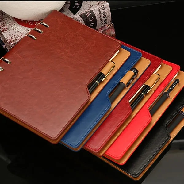 A5 Loose-Leaf 6-ring Binder Notebooks Diary with Pen Holder