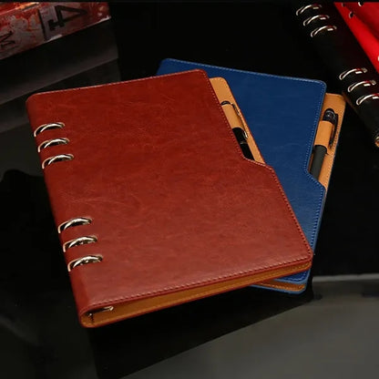 A5 Loose-Leaf 6-ring Binder Notebooks Diary with Pen Holder