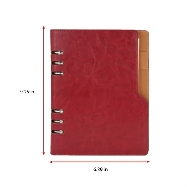 A5 Loose-Leaf 6-ring Binder Notebooks Diary with Pen Holder