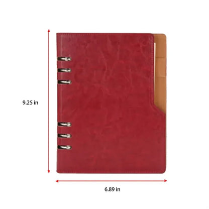 A5 Loose-Leaf 6-ring Binder Notebooks Diary with Pen Holder