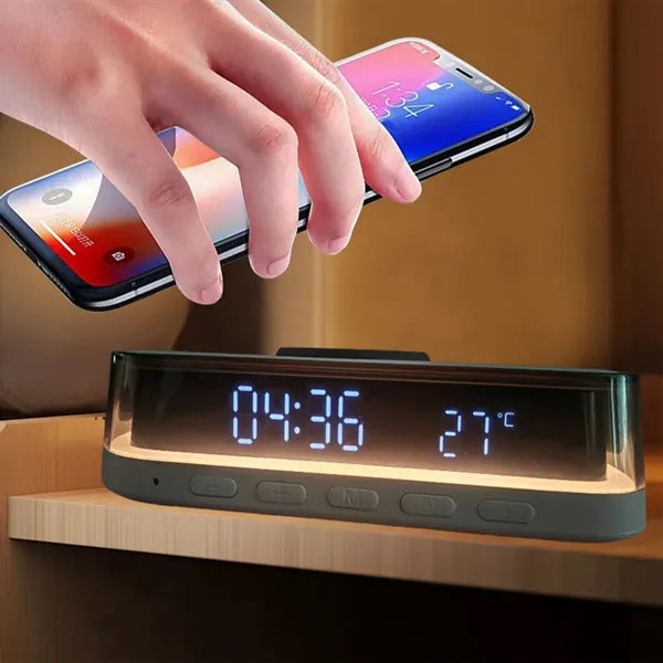 Wireless Charging Alarm Clock with Night Light and Display