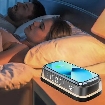 Wireless Charging Alarm Clock with Night Light and Display