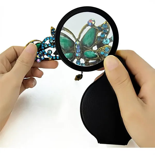 Foldable Sturdy Anti-Scratch Compact Leather-Cased Magnifier