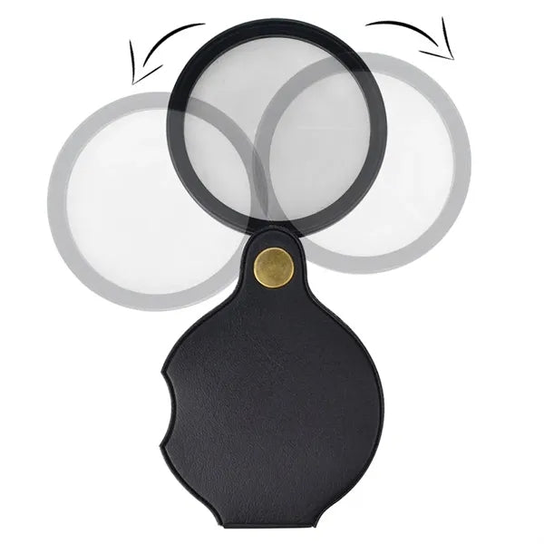 Foldable Sturdy Anti-Scratch Compact Leather-Cased Magnifier