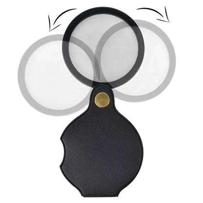 Foldable Sturdy Anti-Scratch Compact Leather-Cased Magnifier