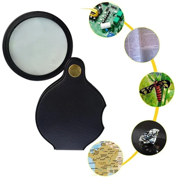 Foldable Sturdy Anti-Scratch Compact Leather-Cased Magnifier