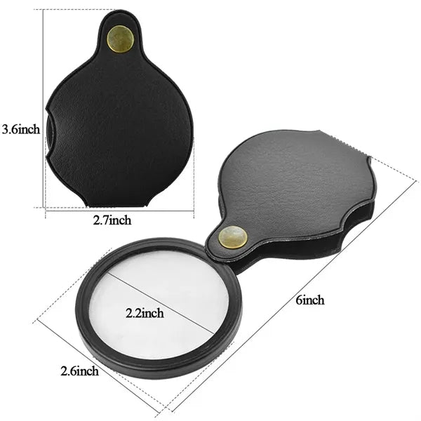 Foldable Sturdy Anti-Scratch Compact Leather-Cased Magnifier